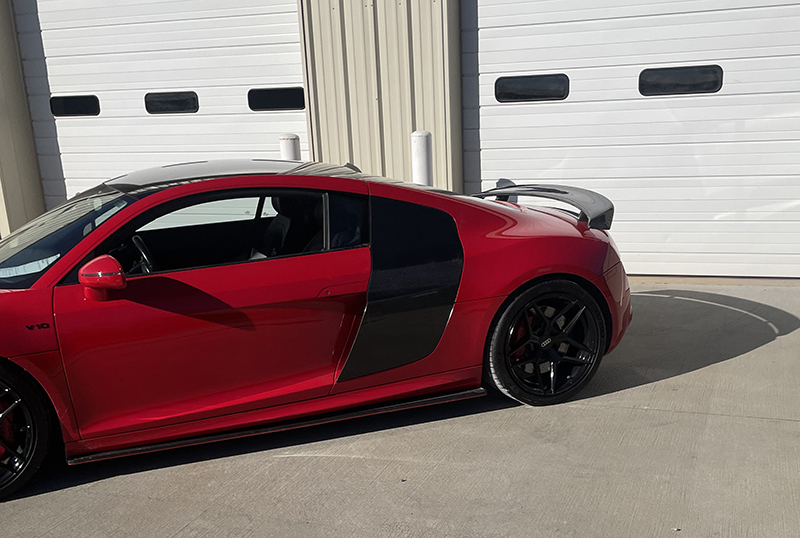 Red Audi R8 after repair