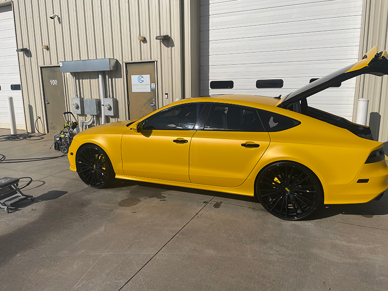 Custom auto paint finish on sedan